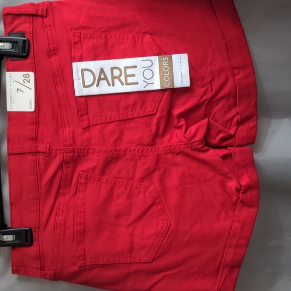 Celebrity Pink Red Jean Shorts Modern Fit - Picture 6 of 6